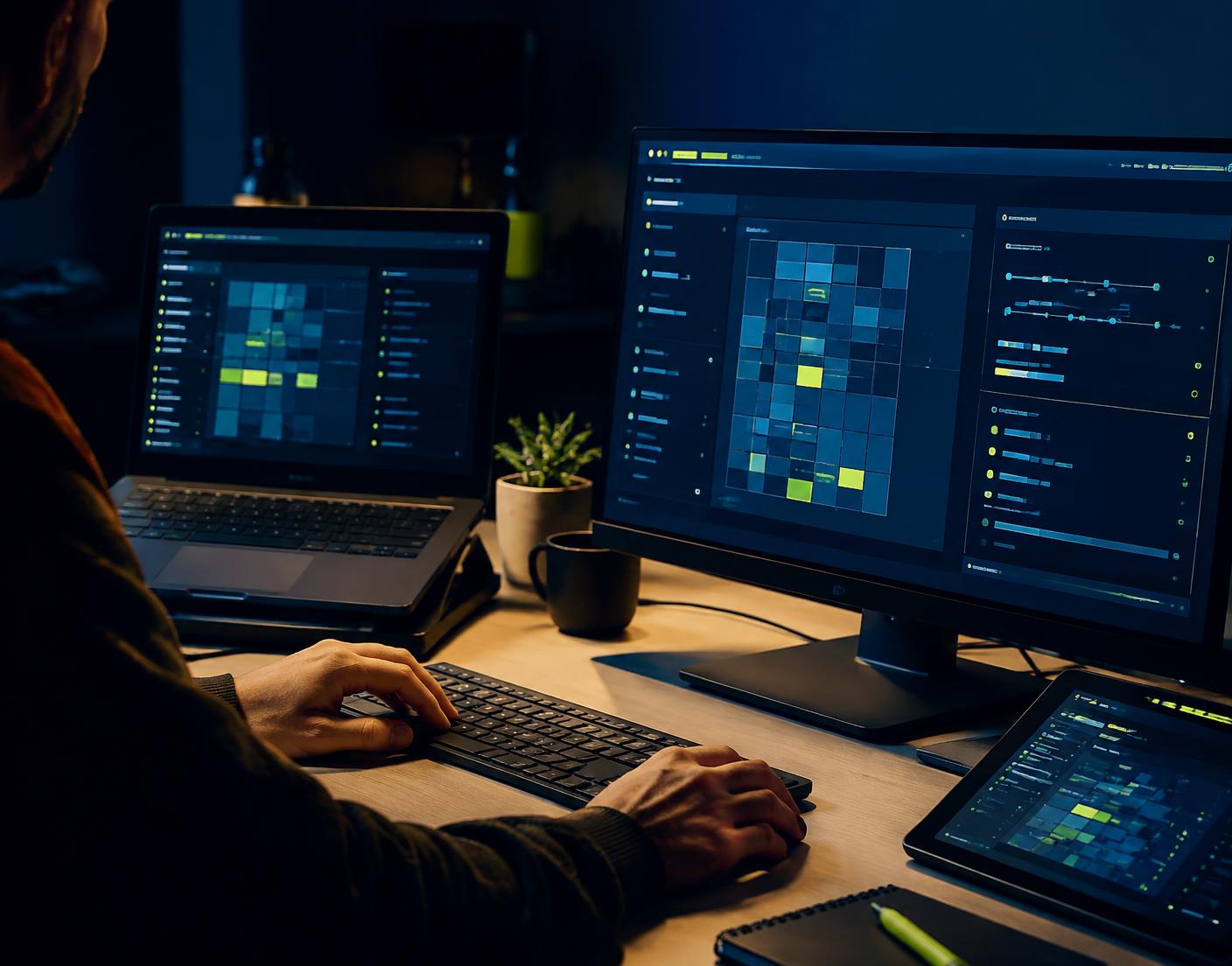 Software interface review across several screens